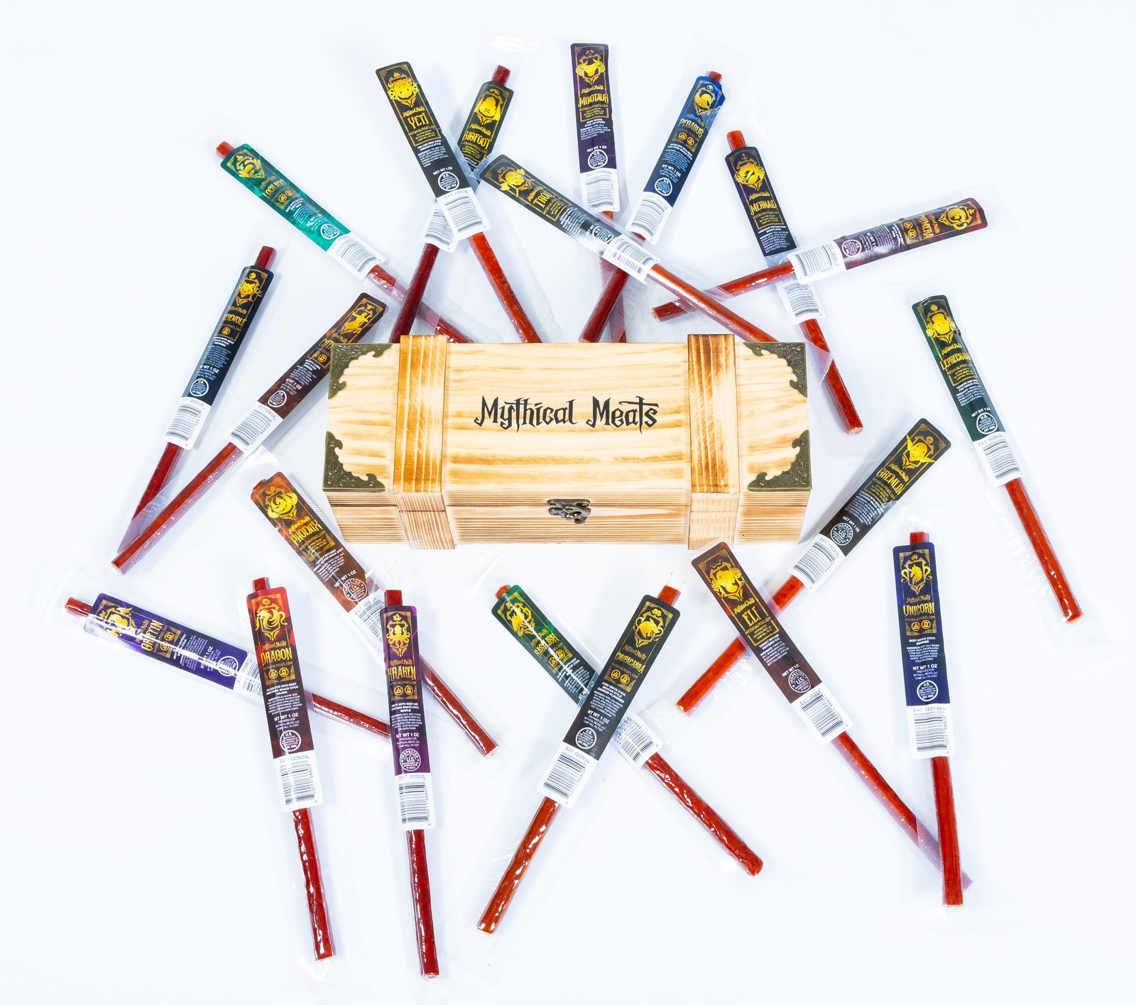 The full Mythical Meats stick lineup